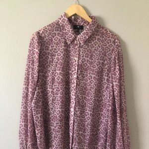 7 For All Mankind Purple/Pink Leopard Print Shirt
